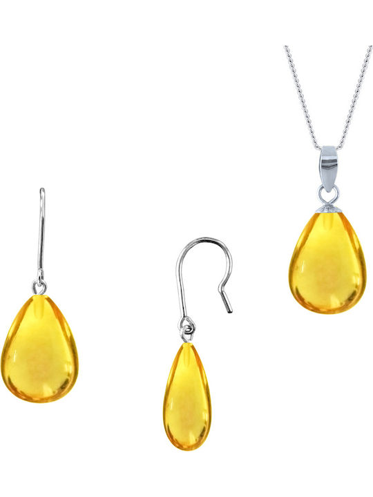 Margaritari Set mit Ohrringe & Anhänger aus Silber mit Steinen