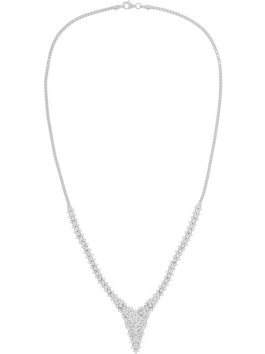 Vitopoulos Set with Necklace , Earrings & Ring from White Gold 14K with Stones