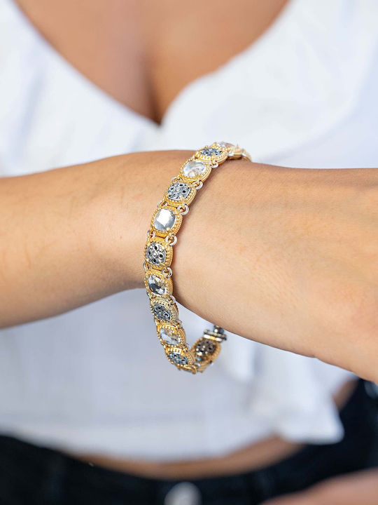 Set with Necklace & Bracelet from Silver Gold Plated with Stones