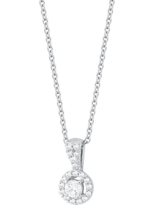 Set with Necklace & Earrings from White Gold 18K with Stones