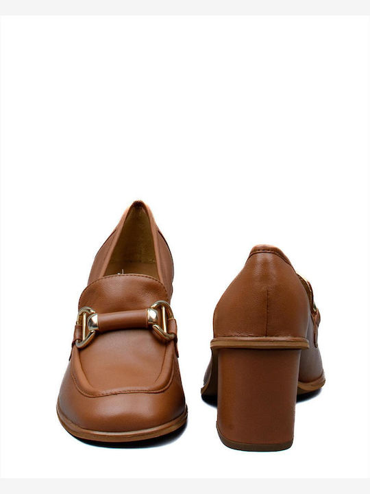 Paola Ferri Leather Tabac Brown Heels