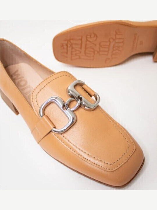 Leather Women's Moccasins in Tabac Brown Color