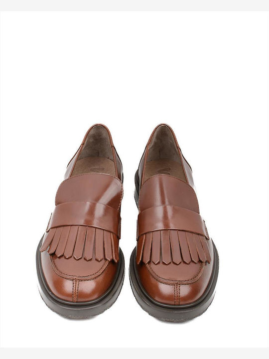 Wonders Leather Women's Loafers in Brown Color