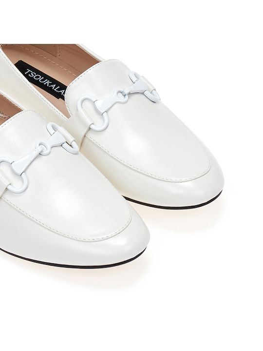 Tsoukalas Shoes Γυναικεία Loafers σε Λευκό Χρώμα
