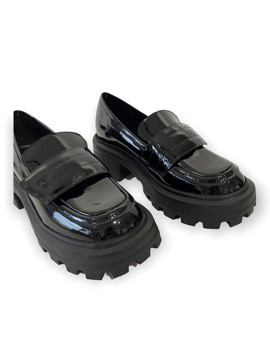 Mille Luci Patent Leather Women's Moccasins in Black Color