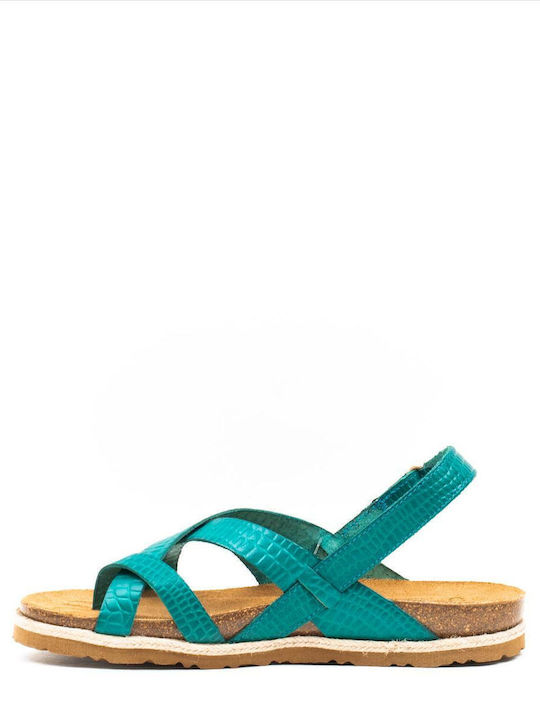 Women's Flat Sandals in Turquoise Color