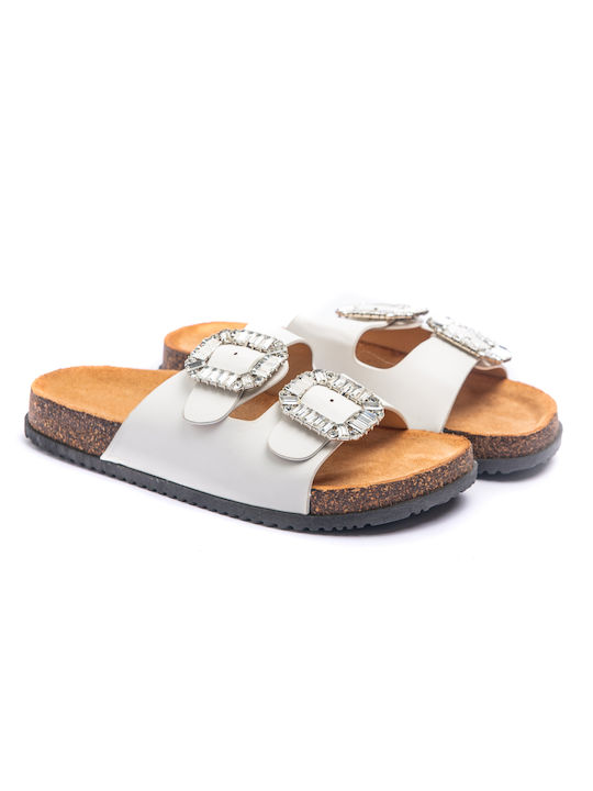 Malesa Women's Flat Sandals Anatomic in White Color