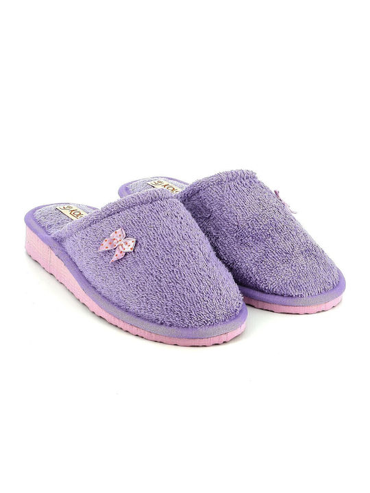 Frottee Winter Damen Hausschuhe Lila