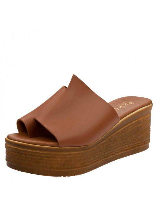 J&C Women's Synthetic Leather Platform Wedge Sandals Tabac Brown