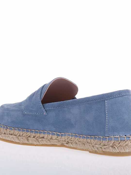 Sofia Manta Lederne Damen Espadrilles in Hellblau Farbe