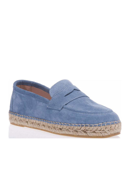 Women's Leather Espadrilles Light Blue