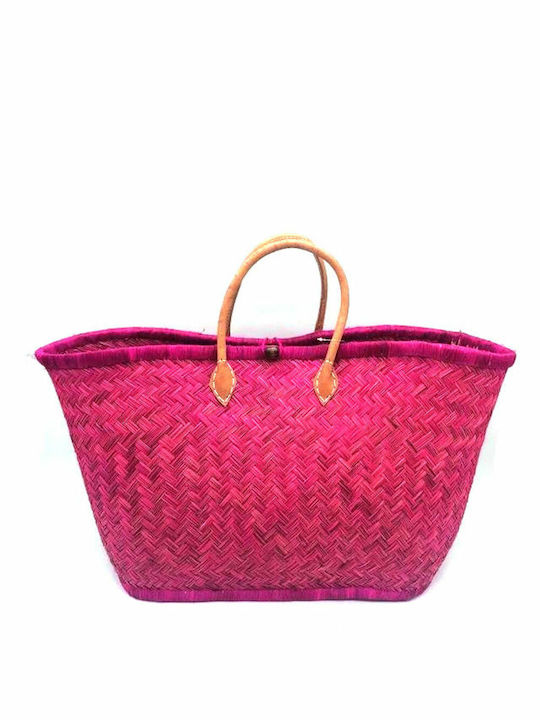 Ψάθινη Τσάντα Θαλάσσης Ροζ