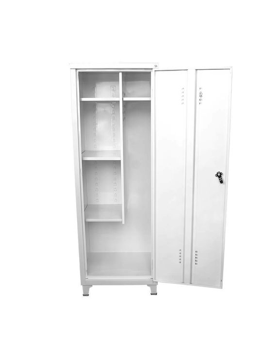 Einzeltür Metallischer Galvanisierter Außenschrank mit Verriegelungsfunktion mit Trennwand & 4 Regale 60x45x175cm