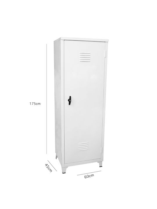 Einzeltür Metallischer Galvanisierter Außenschrank mit Verriegelungsfunktion mit Trennwand & 4 Regale 60x45x175cm