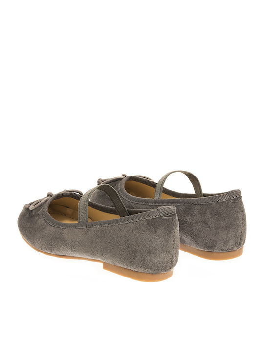 Kids Ballerinas with Elastic Strap Gray