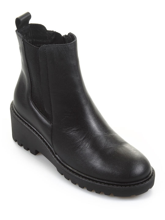 Yokono Women's Leather Platform Boots Black