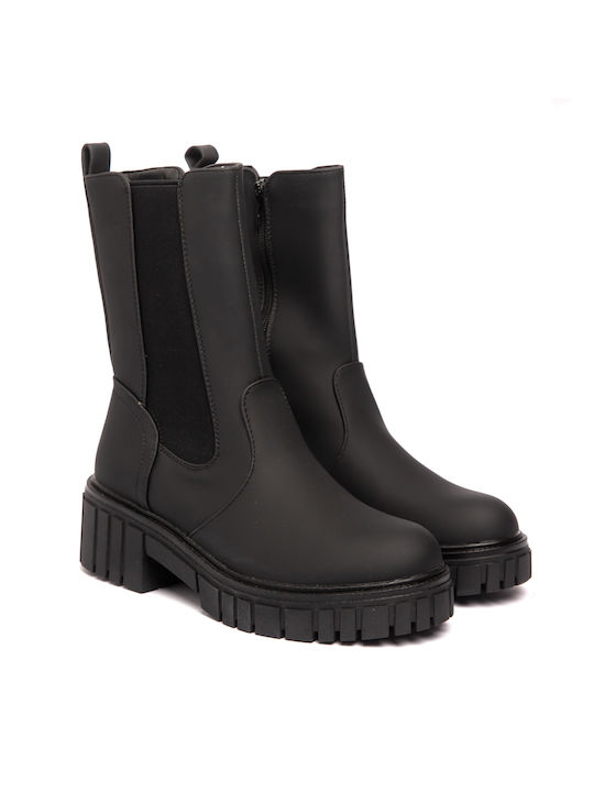 Malesa Damen Chelsea Stiefeletten Schwarz