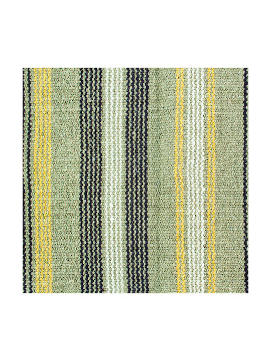 Rug Rectangular Wool with Fringes Green