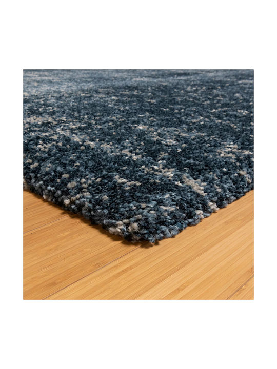Saray Home Teppich Rechteckig Zottelig Synthetisch,Polyester/Cotton/Leather Blau