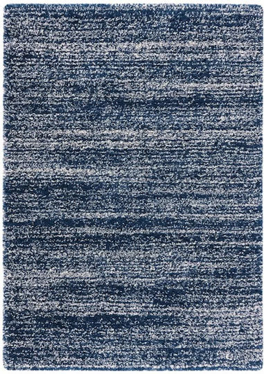 Saray Home Teppich Rechteckig Zottelig Synthetisch,Polyester/Cotton/Leather Blau