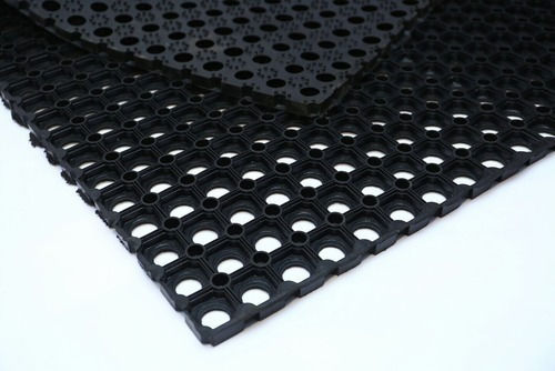 Fußmatte Rutschfest aus Gummi O-ring Schwarz 50x100cm Dicke 22mm