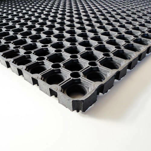 Fußmatte Rutschfest aus Gummi O-ring Schwarz 75x100cm Dicke 22mm