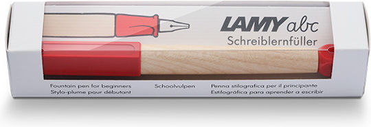 Lamy Stilou Medium Bej Din Lemn Cu Cerneală Roșie