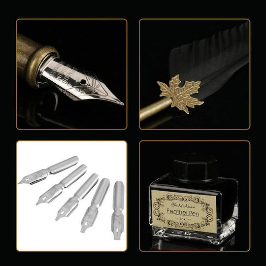Refill Nib Fountain Pen Black Brass with Black Ink