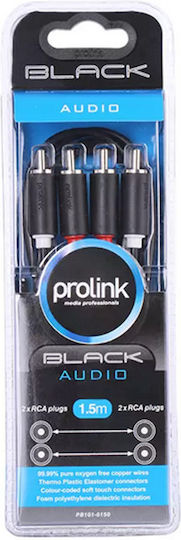 KAL Electronics Кабел 2x RCA мъжки - 2x RCA женски 1.5м PB101-0150