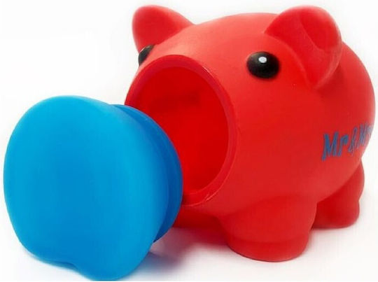 Money Pig Mini Money Box Plastic Red 10.5x8x7.5cm