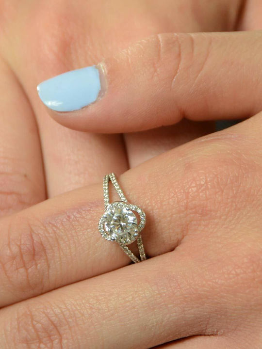 Goldjewels Single Stone Ring in 14K White Gold