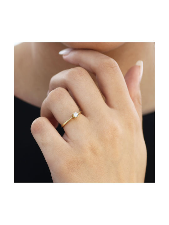 Single Stone Ring of Yellow Gold 18K with Diamond