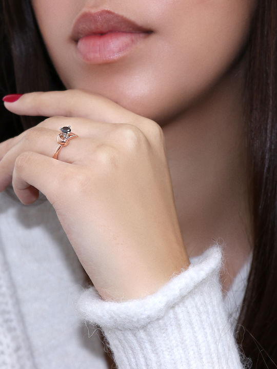 Einzelstein aus Roségold 18K mit Diamant