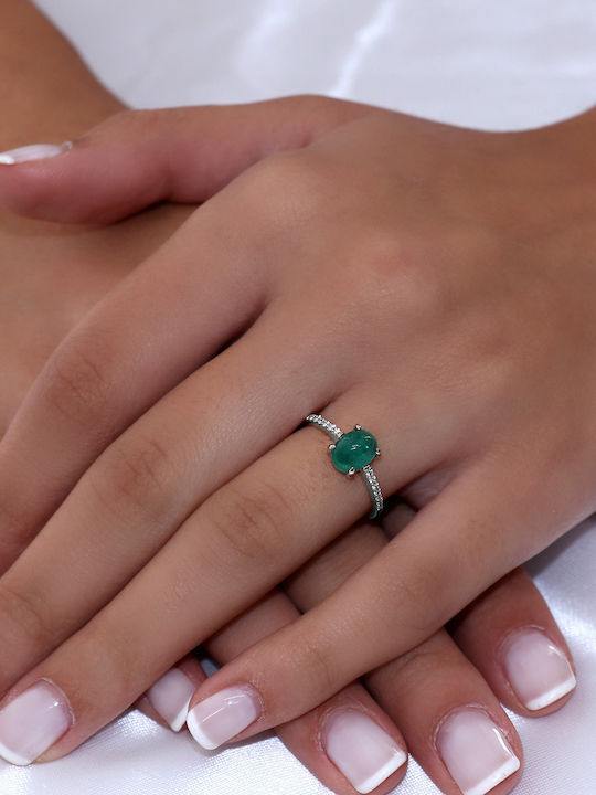 Single Stone Ring In 18K White Gold Single Stone Ring In 18K White Gold