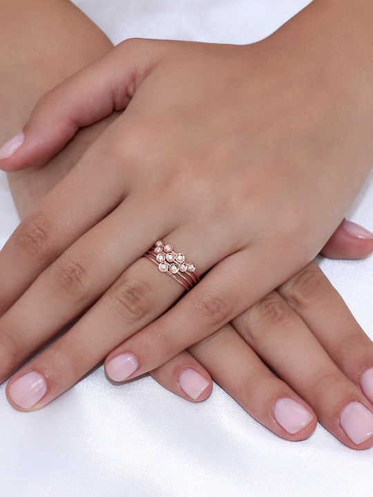 Inel Din Aur Roz 14K Cu Diamant