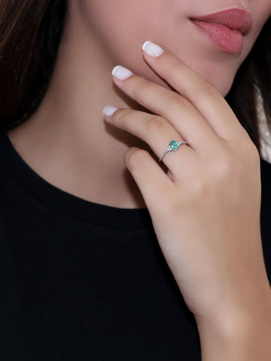 Single Stone Ring In 18K White Gold Single Stone Ring In 18K White Gold