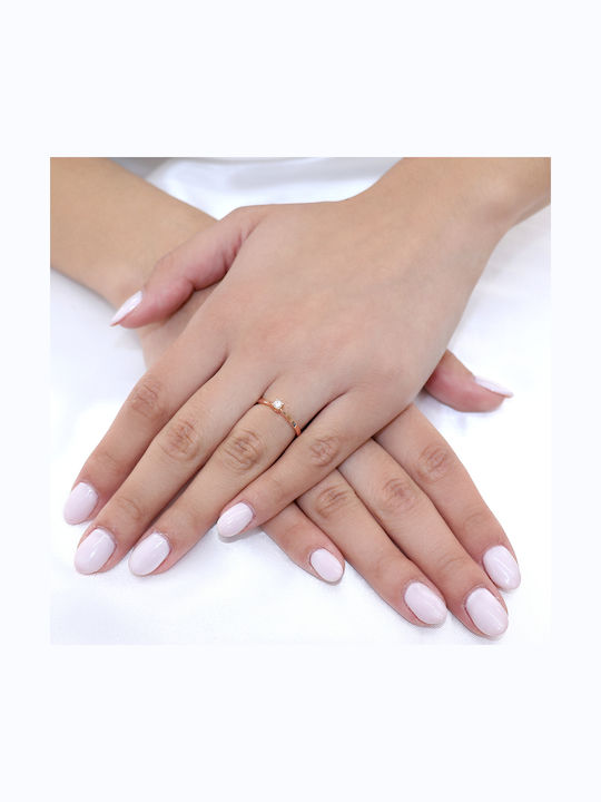 Inel Din Aur Roz 18K Cu Diamant