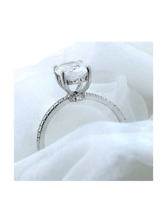 Single Stone Ring of White White Gold 18K with Diamond