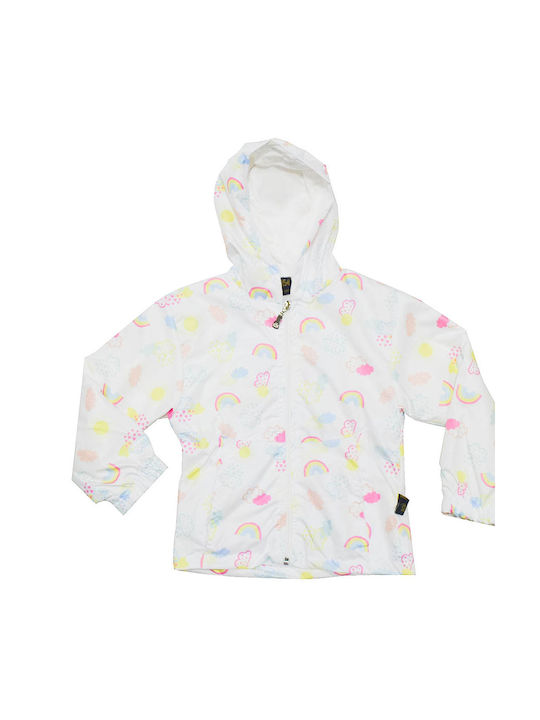 Else Windproof Girls Sports Jacket White with Ηood