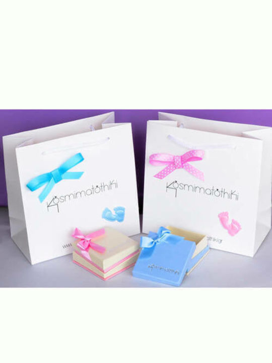 Child Safety Pin made of Gold Plated Silver with Cross and Icon of the Virgin Mary for Boy
