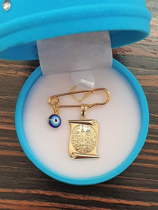Papadopoulos Gold Kinder Sicherheitsnadel aus Gold und Weißgold 14K mit Konstantinato