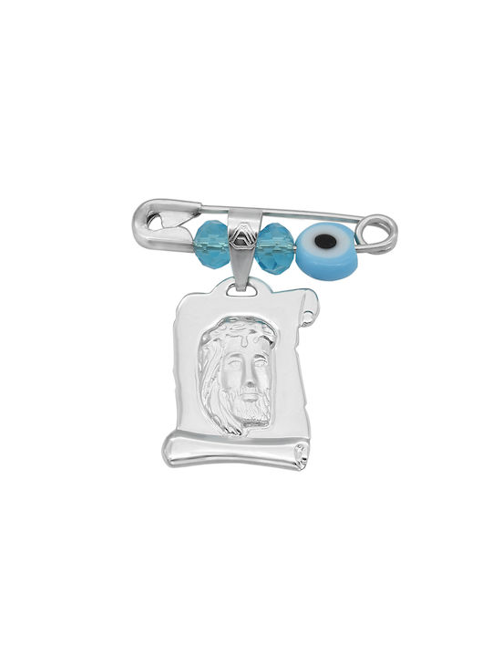 Pendant Kids Talisman with Jesus Christ from White Gold 14K ΦΥ93-0