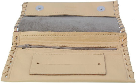 PO.S Lederne Tabaktasche Beige mit Verschluss 16.5x7.5cm