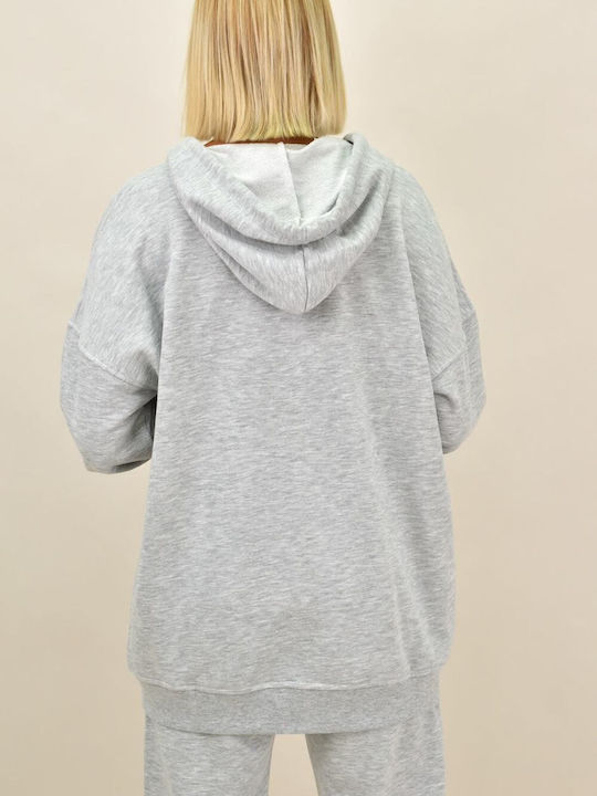 Lang Damen Sweatshirt Kapuzen Gray