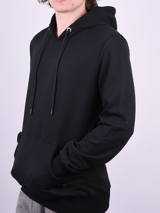 Clever Men's Sweatshirt with Hood and Pockets Black