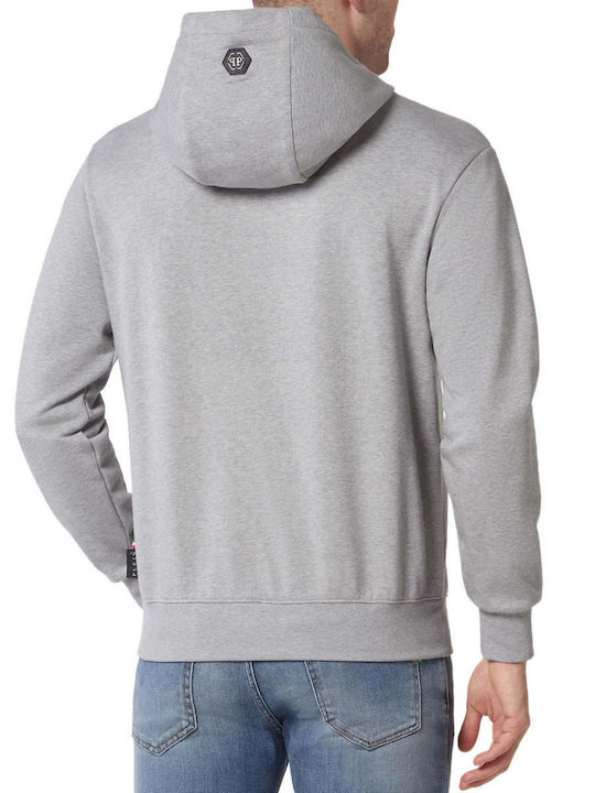 Philipp Plein Herren Sweatshirt mit Kapuze und Taschen Gray