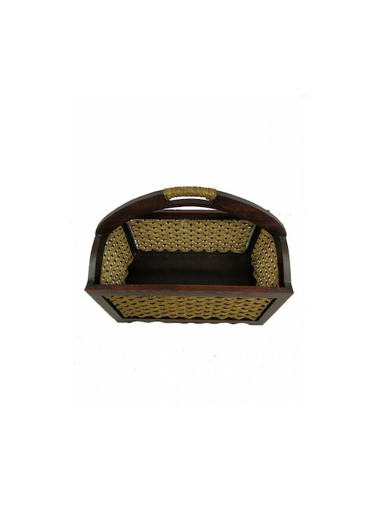 Decorative Basket Wooden with Handles Brown 38x29x46cm