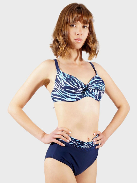 G Secret Set Bikini Talie înaltă Animal Print Albastru