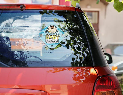 Boy Baby on Board Car Sign Blue with Suction Cup