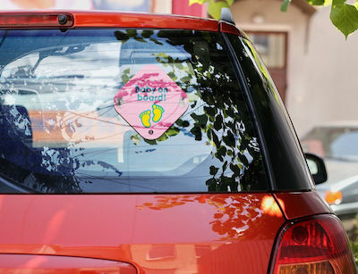 Girl Baby on Board Car Sign Pink with Suction Cup